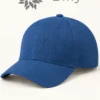 Royal blue 100% linen cap for men front view