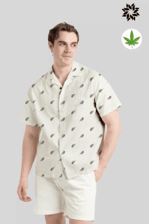 Eco-friendly hemp shirts for men in white, black, and custom designs.