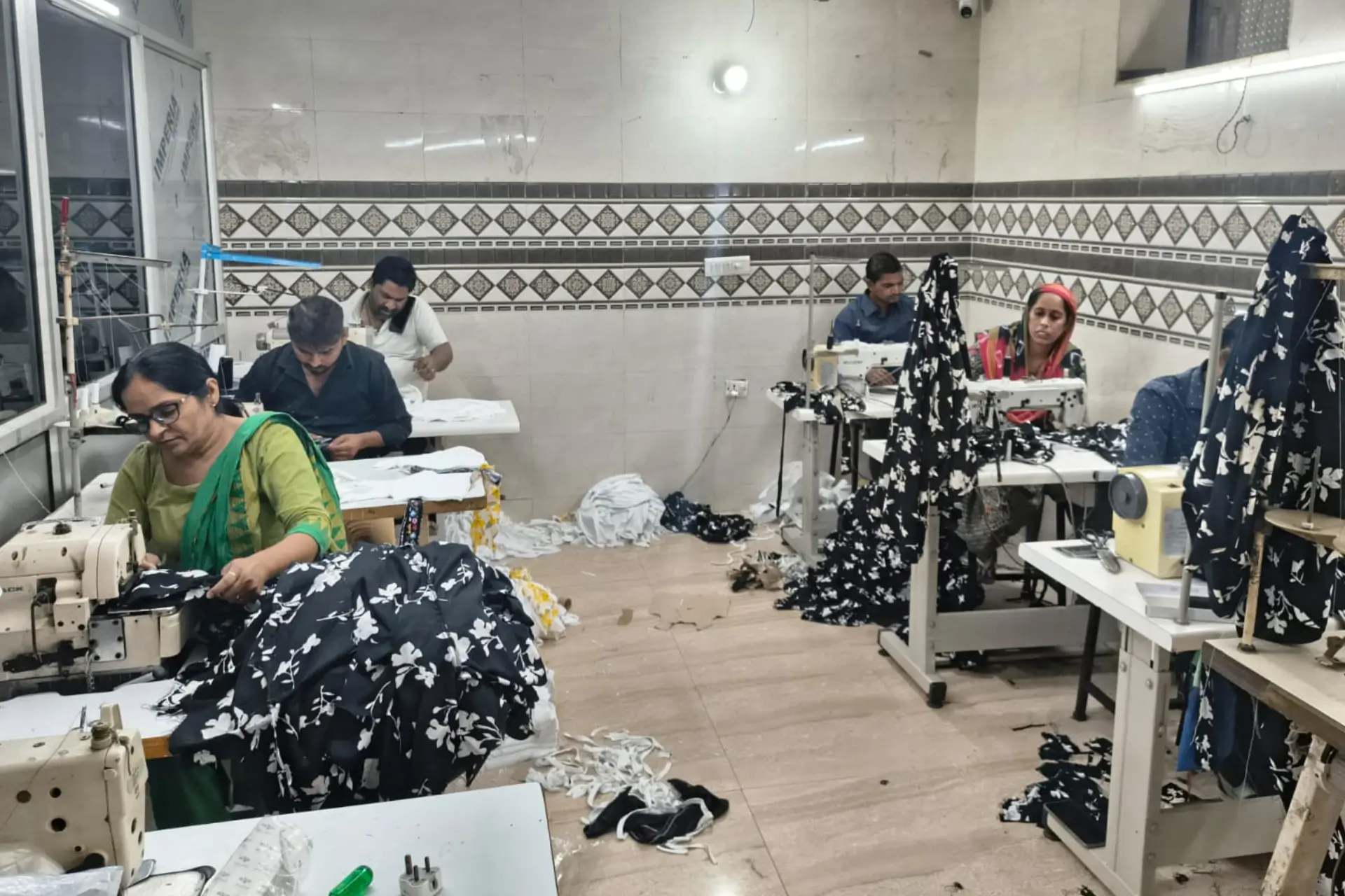 In-house garment manufacturing unit with skilled workers producing sustainable apparel
